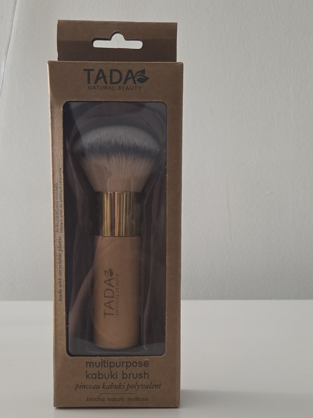 TADA Natural Beauty Multipurpose Kabuki Brush - Brown Handle, Gold Ferrule